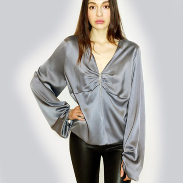 Dangling Chain Trim Blouse B2806