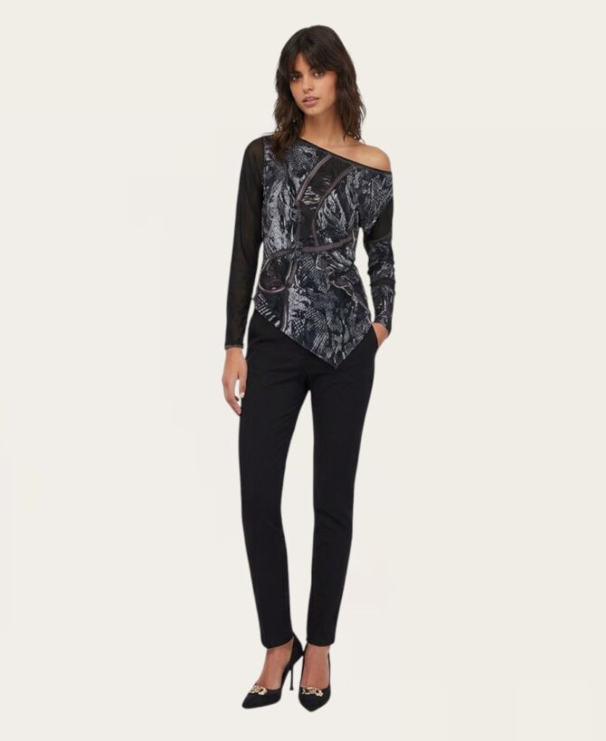 Chain Print Asymmetrical Top ZN18001