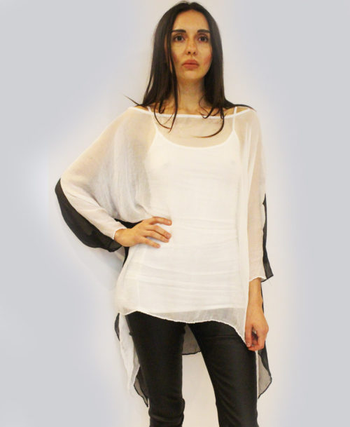 White Blouse with Colored Back -0090