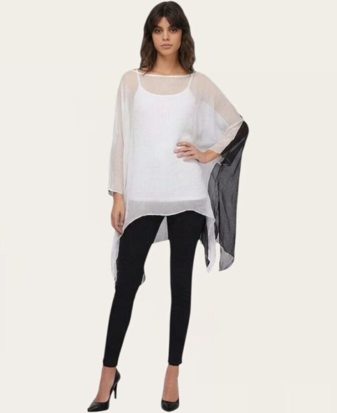 White Blouse with Colored Back -0090