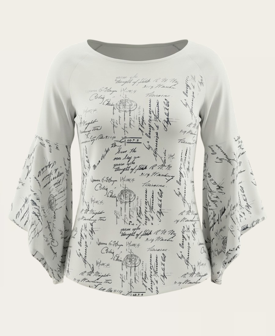 Big sleeve writing print blouse- ST-1810 – 1
