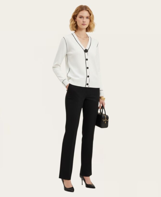 Contrast Piping Knit Cardigan – SW-6317