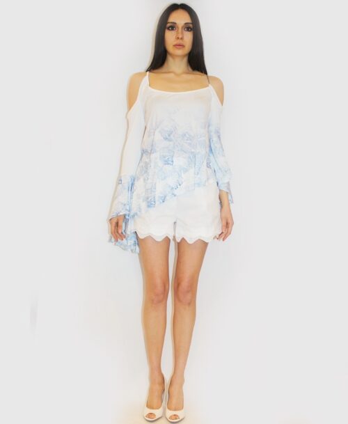 Cold-Shoulder Bell Sleeve Top ST-703