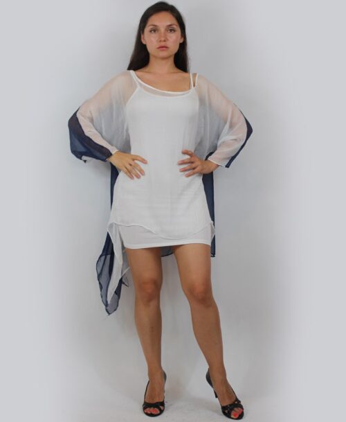 White Blouse with Colored Back -0090
