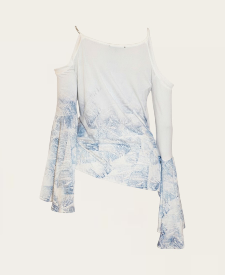 Cold-Shoulder Bell Sleeve Top ST-703 – 2