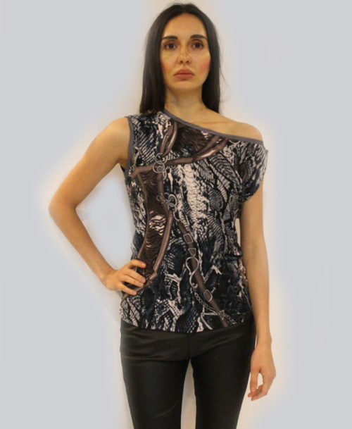 One Shoulder Pattern Top B-0125