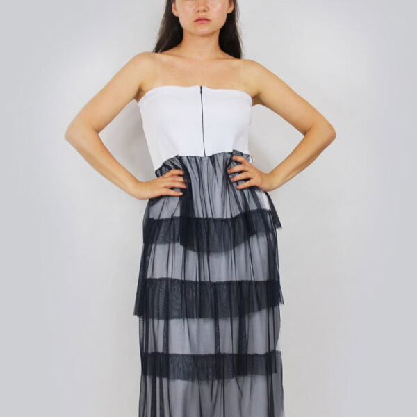 White Skirt with Navy Layers ST-046