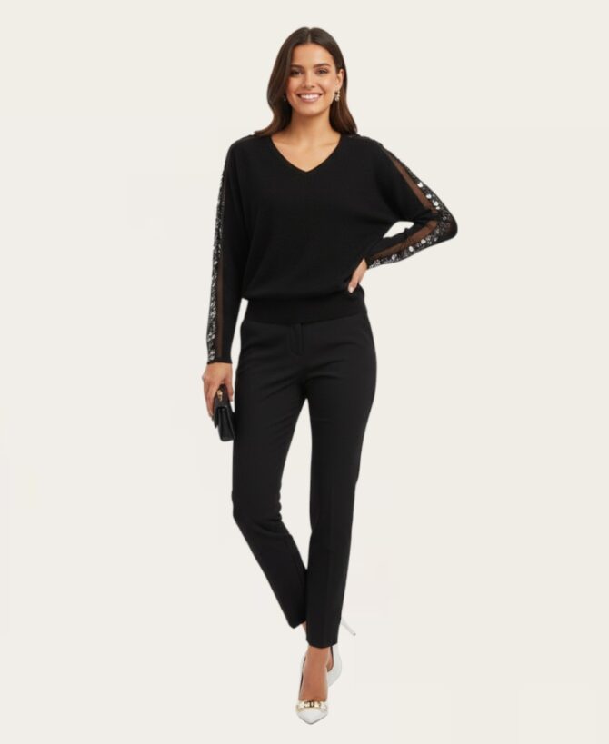 Beaded Sleeves Sweater SW20-105