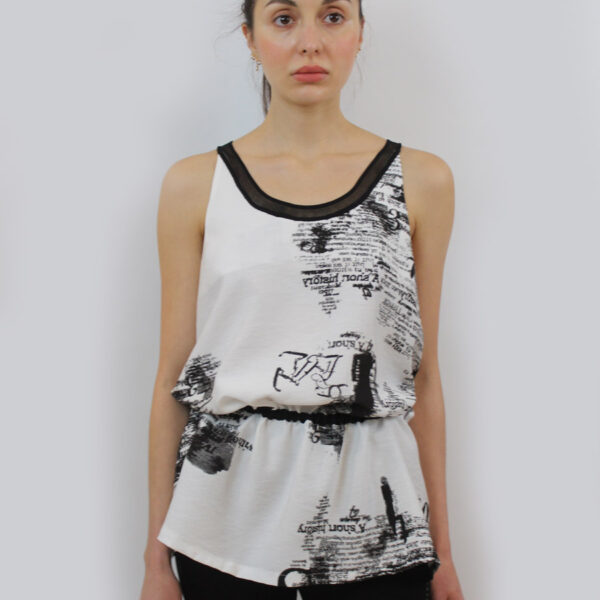 Black and White Pattern Tank ST-7410