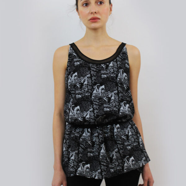 Black and White Pattern Tank ST-7410