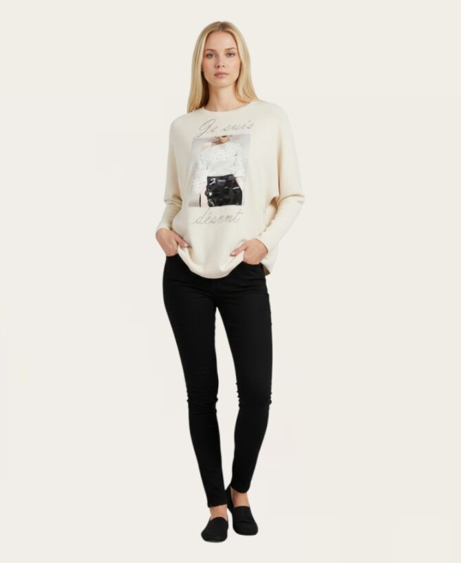 Embellished Graphic Sweater-SW-81408