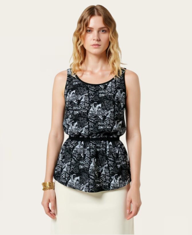 Black and White Pattern Tank ST-7410