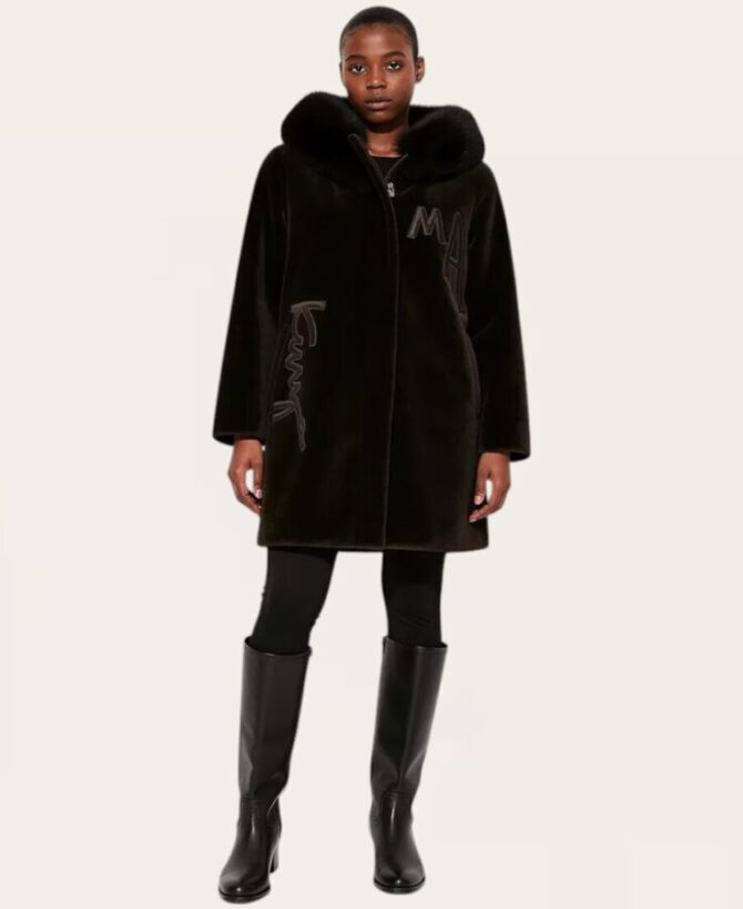 Hooded Fox-Fur Coat letters front J-567