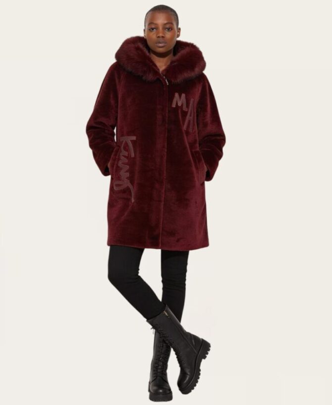 Hooded Fox-Fur Coat letters front J-567