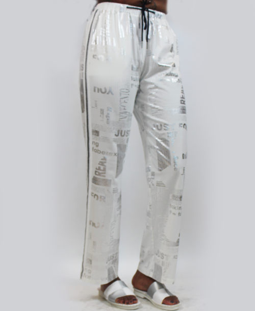 Silver graphic pants ST-8267