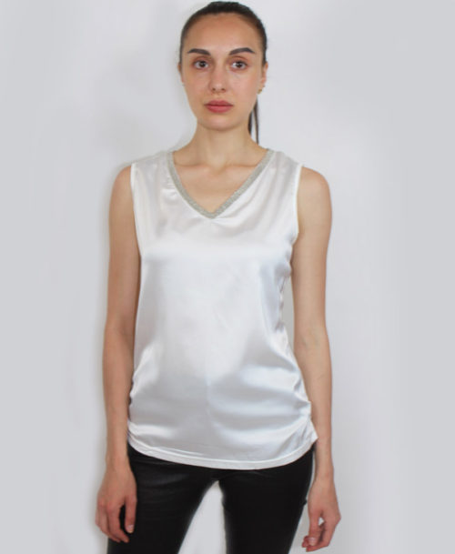Silk top with chain Collar 7865