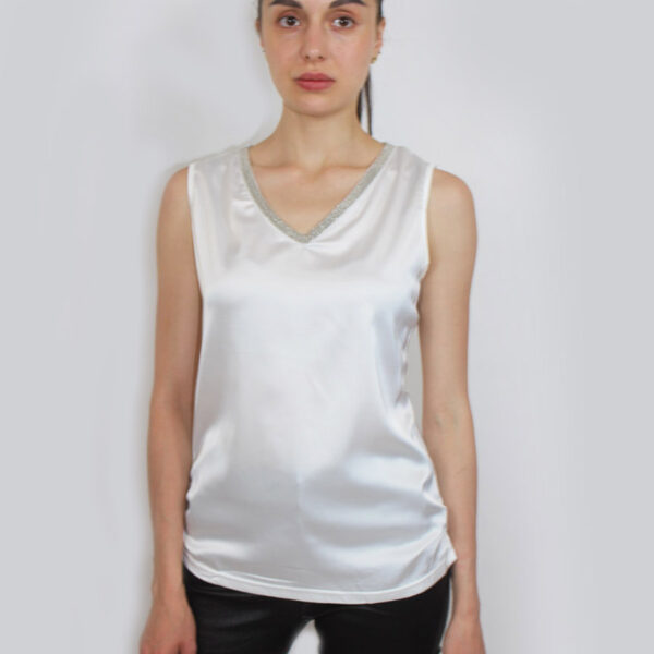 Silk top with chain Collar 7865