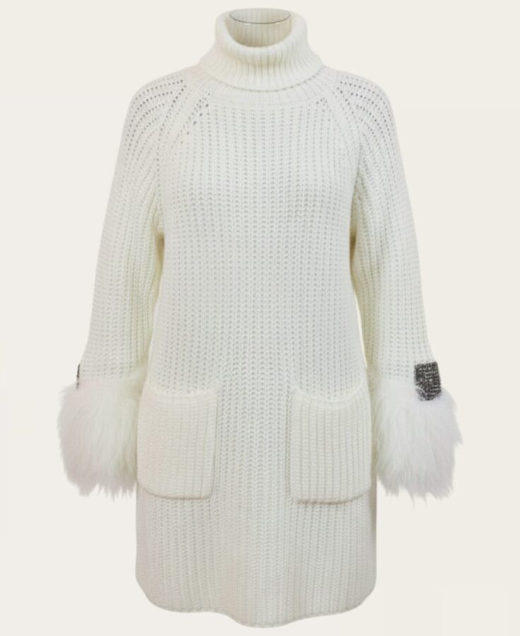 Sweater with fur on the sleeve SW-3099 -2