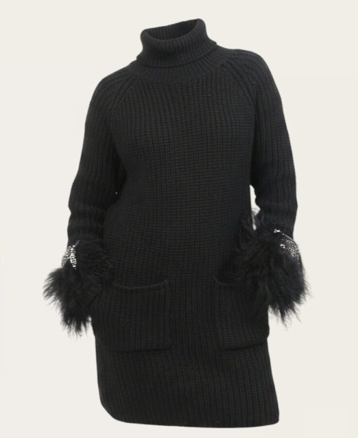 Sweater with fur on the sleeve SW-3099 -3