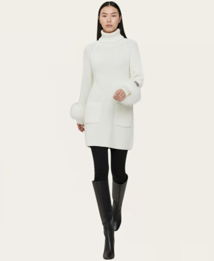 Sweater with fur on the sleeve SW-3099 -8