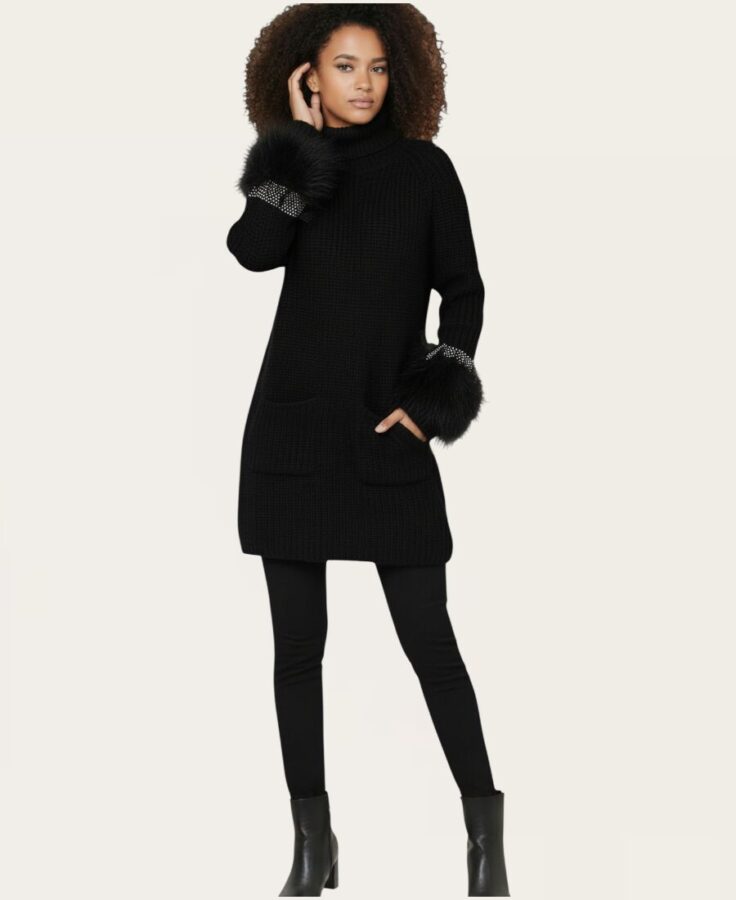 Sweater with fur on the sleeve SW-3099 -9