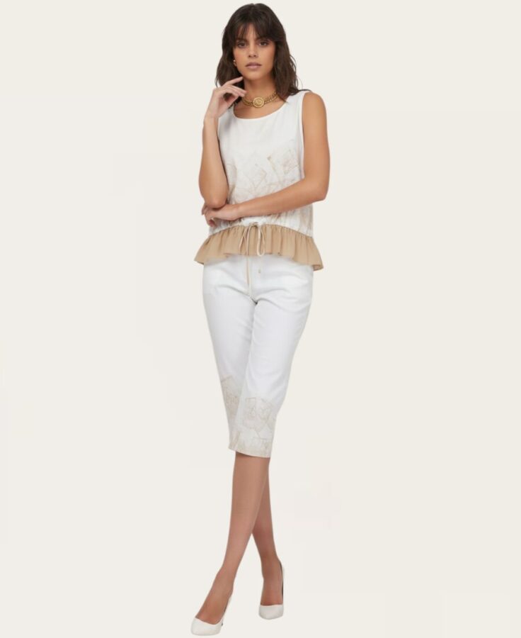 Printed Tank with Gathering and Ruffle – ST-7871 – 2