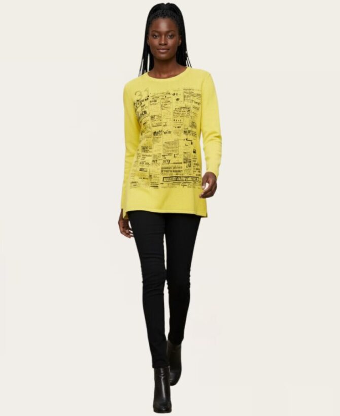 Newspaper print sweater SW-9999