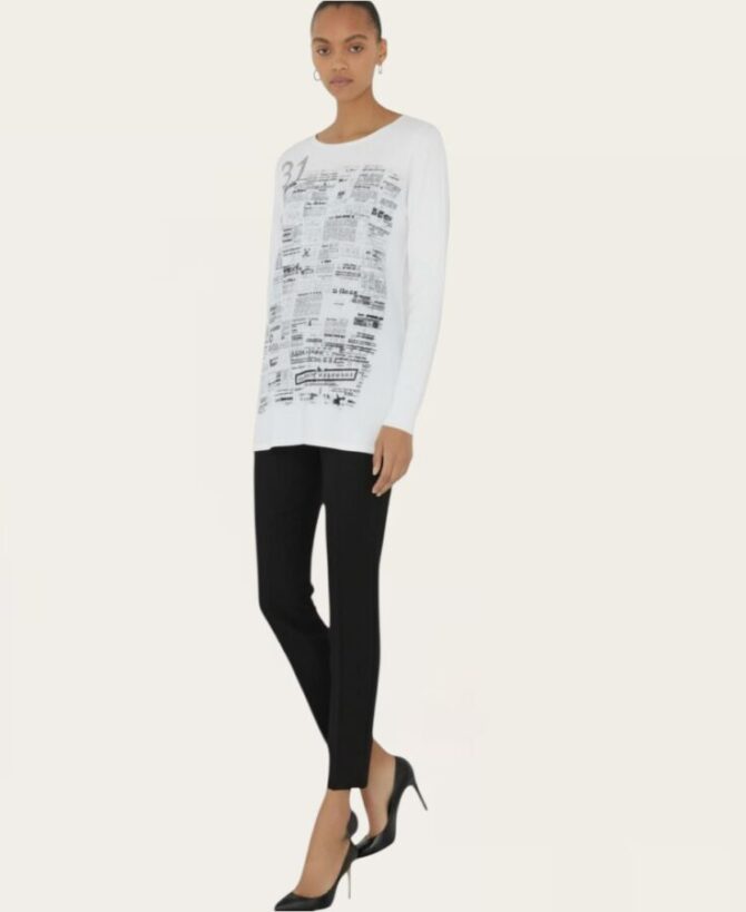 Newspaper print sweater SW-9999