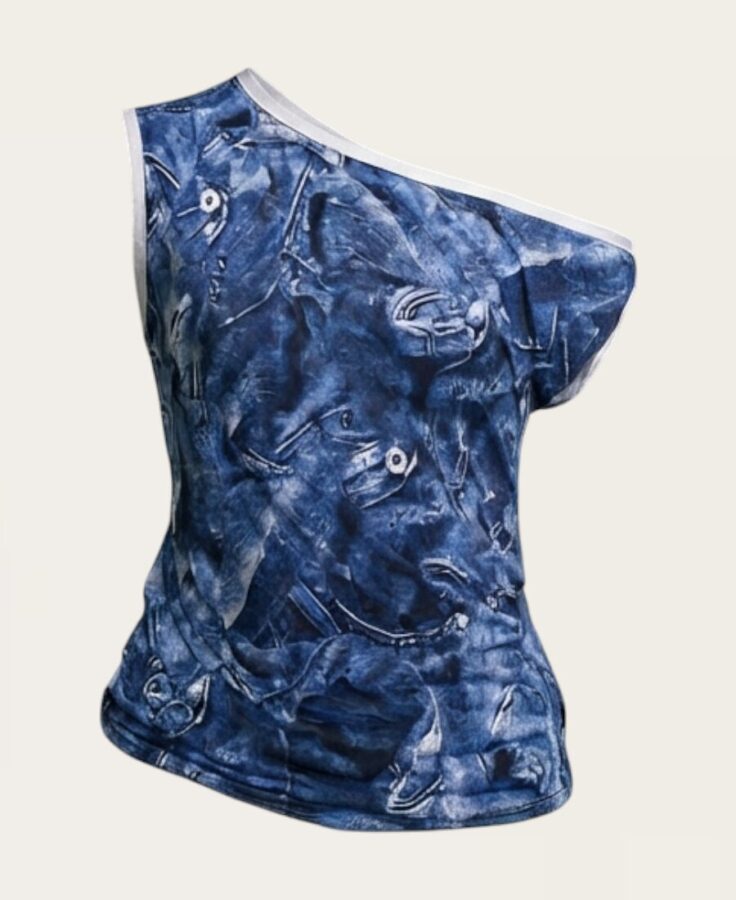 One Shoulder Pattern Top B-0125 – 1