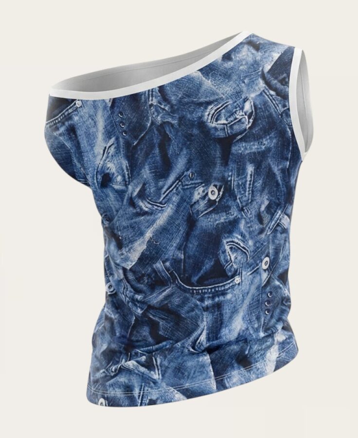 One Shoulder Pattern Top B-0125 – 2