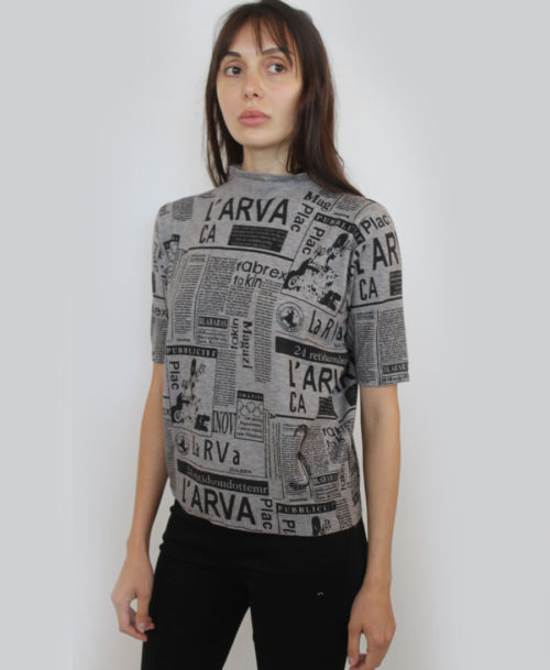 Newspaper Print Sweater SW-38-1