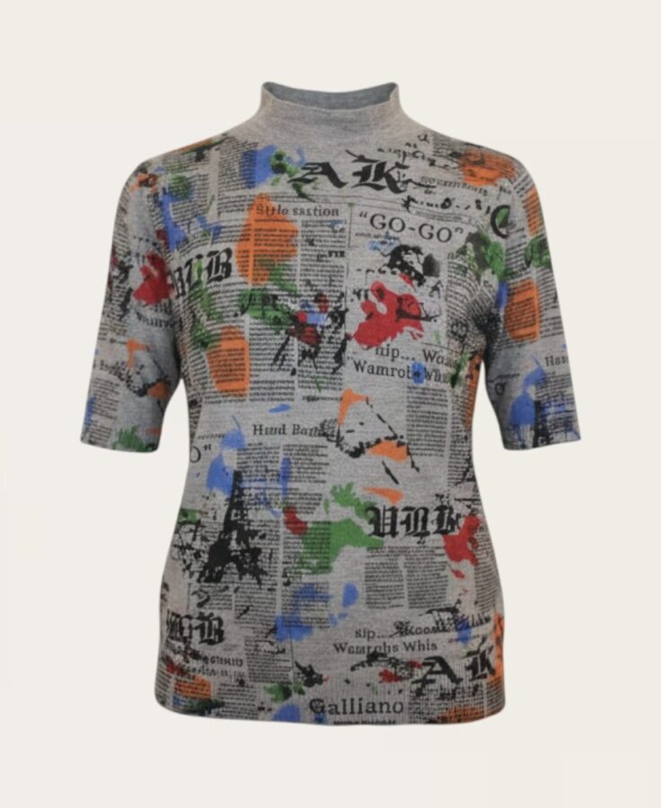 Paint Blot Newspaper Print Sweater SW-38 – 1