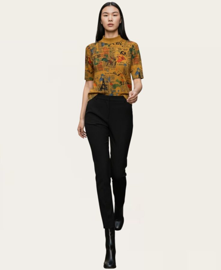 Paint Blot Newspaper Print Sweater SW-38 – 5