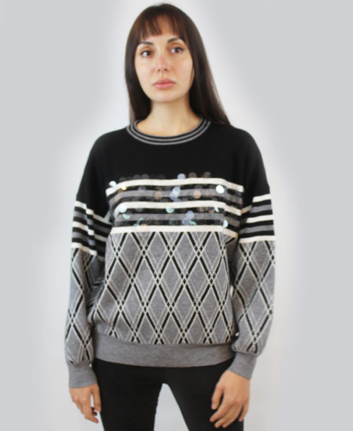 Checker Print Detail Sweater SW-23