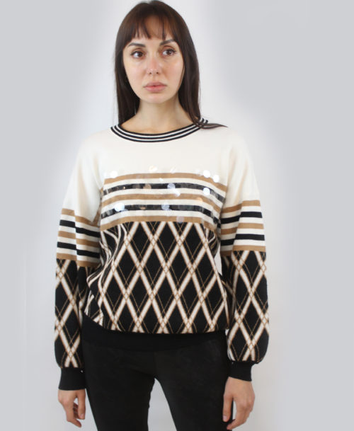 Checker Print Detail Sweater SW-23