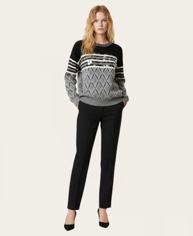 Checker Print Detail Sweater SW-23