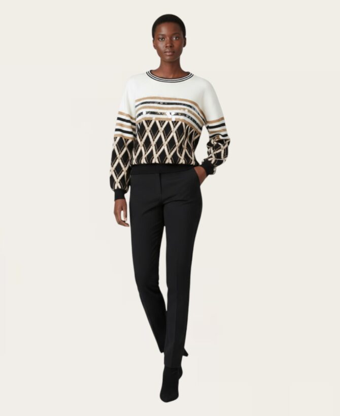 Checker Print Detail Sweater SW-23