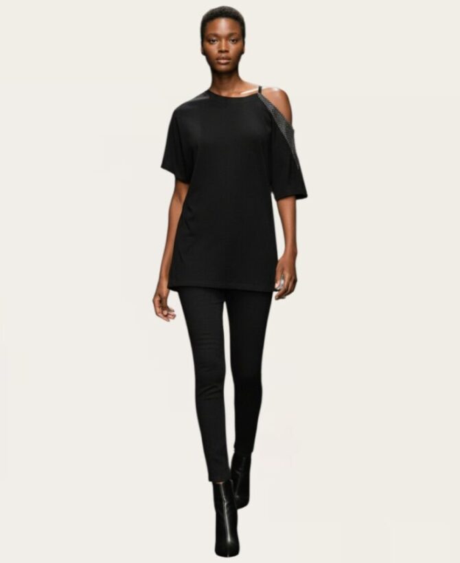 Open Shoulder Rhinestone Trim ST-26