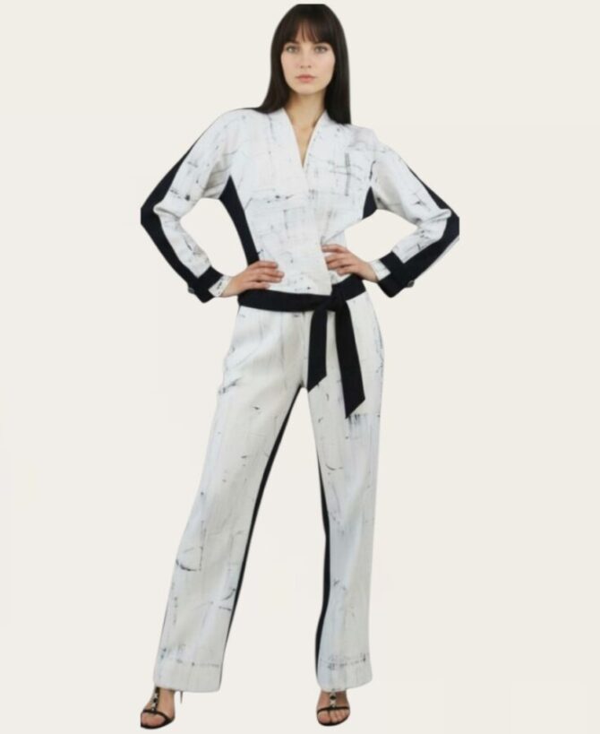 Contrast Tie Waist Jacket SJ-765