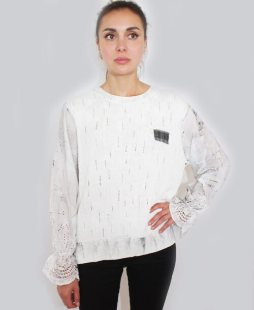 Sweater with Lace Sleeves SL-136