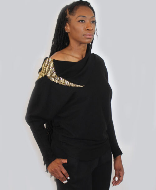 Swoop Neck Sweater with Diamonds SW-512