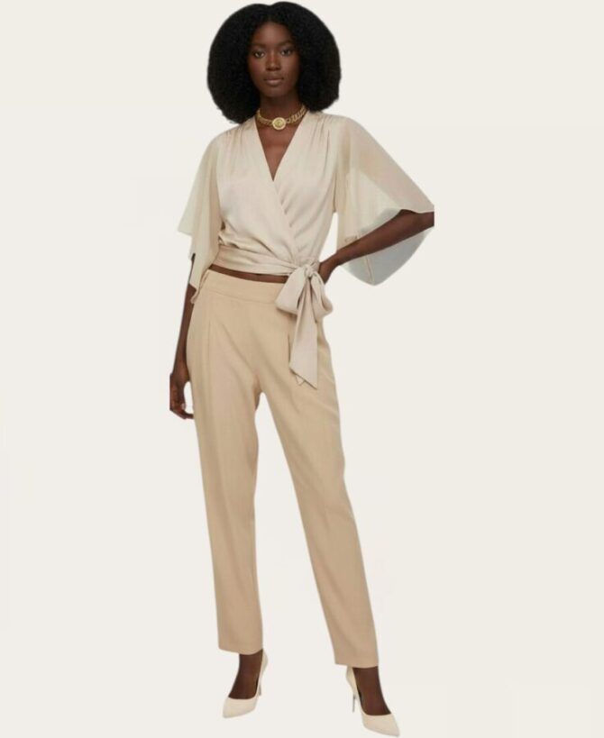 Tie Blouse with Puffy Sleeves ST-8809