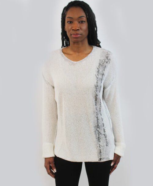 Sweater with line and wrigthing SW-0167
