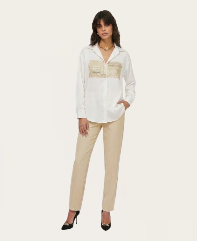 Button down blouse with gold ST-99