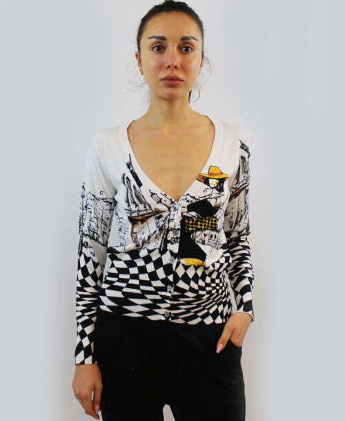 Sweater with checkers and lady SL-269