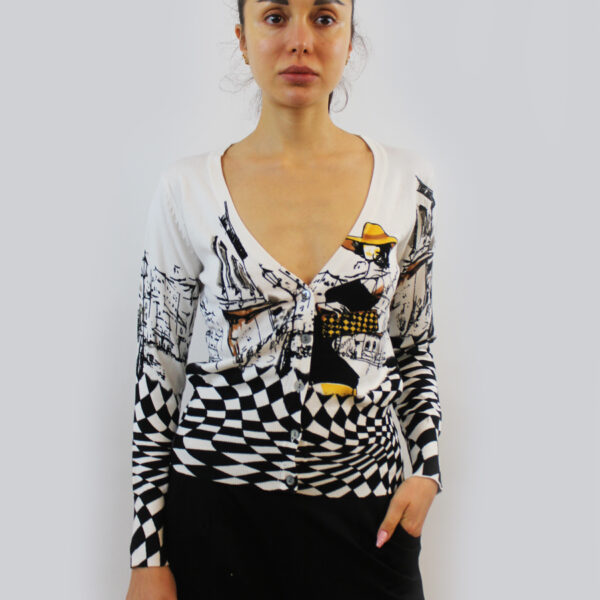 Sweater with checkers and lady SL-269