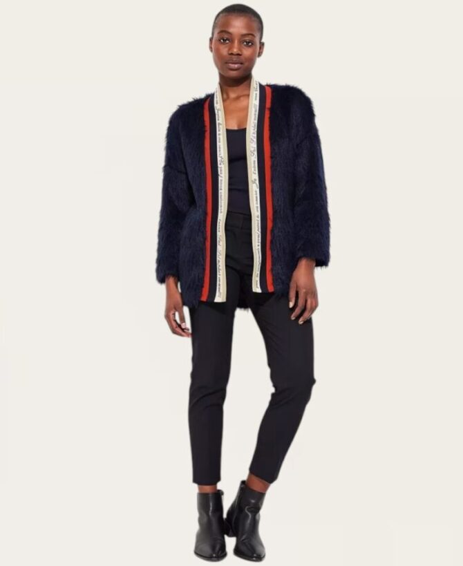 Navy fur coat SL-280