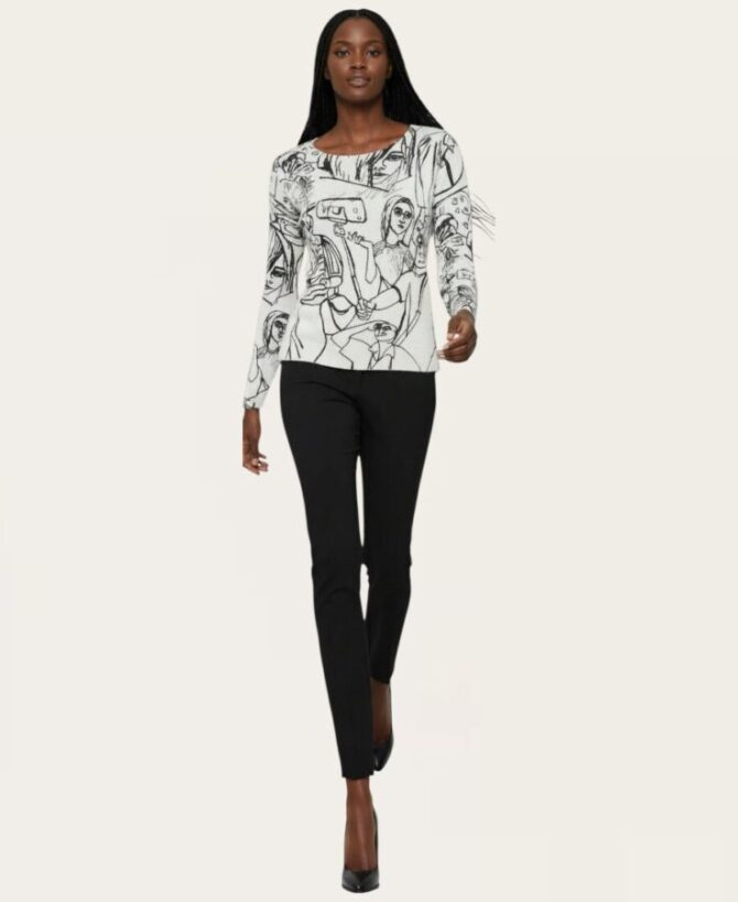 People Print Crew Neck Long Sleeve SL-2828