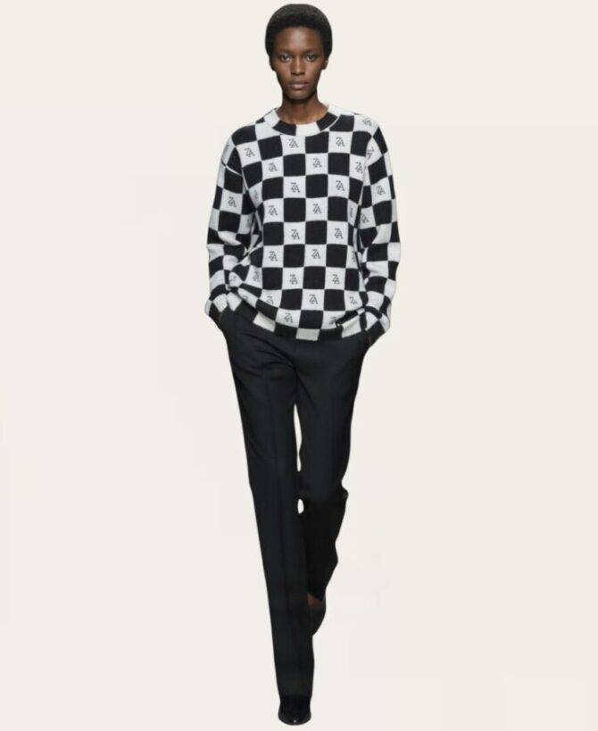 Checkered sweater with ZA detail SL-338