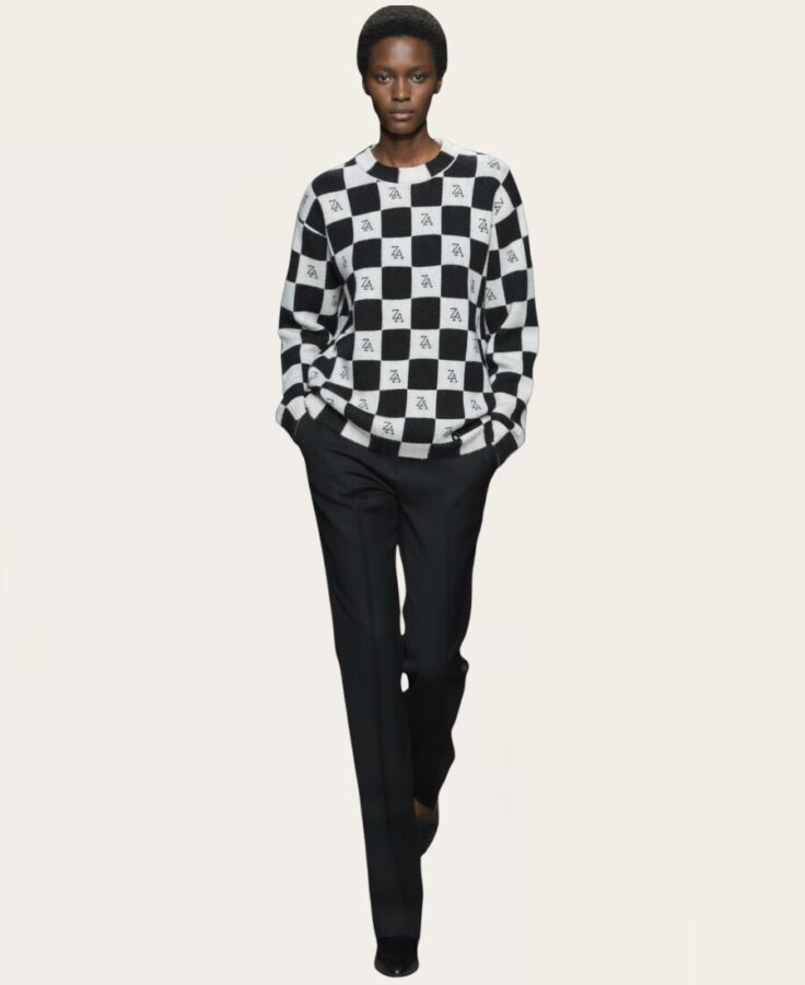 Checkered sweater with ZA detail SL-338 – 3